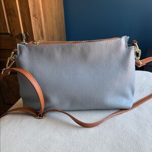 Elegant Valentina light Blue Leather Crossbody Bag